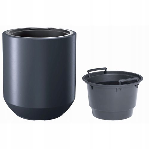  Prosperplast-Blumentopf, 39 cm x 30 x 44 cm, Durchmesser 39 cm, Kunststoff in den Farben Grau und Silber