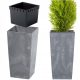  Prosperplast-Blumentopf, 23 cm x 23 x 45 cm, Durchmesser 24 cm, Kunststoff in Grau- und Silbertönen