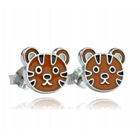  SILBERNE, rhodinierte TIGERKATZEN-OHRRINGE