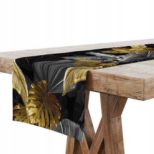 Tischdecke Läufer Tischläufer, Schwarz, Grautöne, Gold, 240 x 40 cm