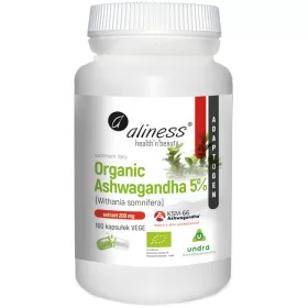  Aliness Organic Ashwagandha 5% KSM-66, 200 mg, 100 Vegane Kapseln