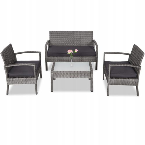 Ein Satz Garten- und Terrassenmöbel Casaria grau/anthrazit Gartenmöbel-Set, 7-teilig