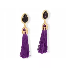  Ohrclips, lange hängende Quasten mit Öse