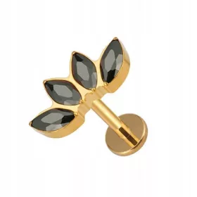  Titan-Labret-Ohrring, Gold, Schwarz, 1,2/8