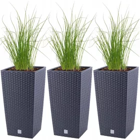    Prosperplast Blumentopf 20 cm x 20 x 37,6 cm, Graphitkunststoff