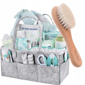    Piambo 7398 Kinderwagen-Organizer-Tasche + Piambo-Bürste, Beige und Braun