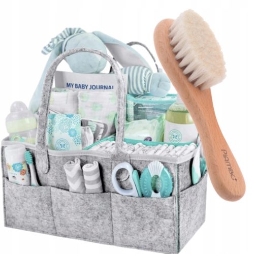  Piambo 7398 Kinderwagen-Organizer-Tasche + Piambo-Bürste, Beige und Braun
