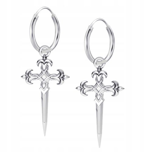  Creolen mit Dolchkreuz, 925er Silber