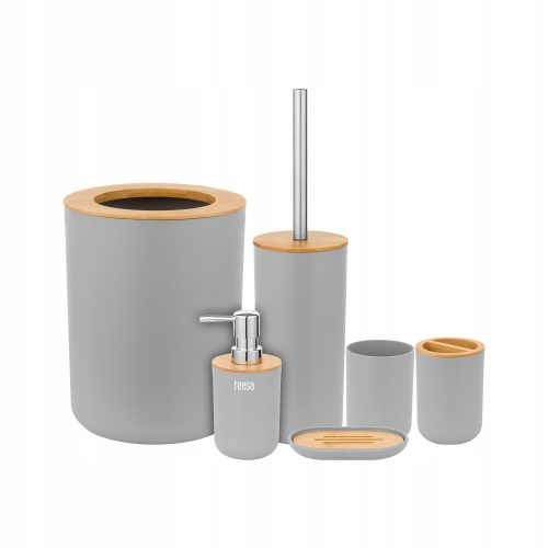 Badezimmerzubehör-Sets Ein Set Teesa-Badzubehör, 6 Elemente, Grau- und Silbertöne