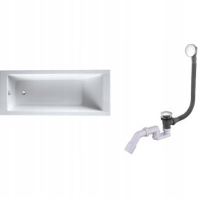   Oltens Langfoss rechteckige Acrylbadewanne, seitlicher Abfluss, 160 x 70 cm