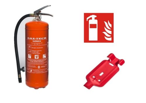 Feuerlöscher 6 kg, für 20 Jahre + Aufhänger + Schild + Legalisierung