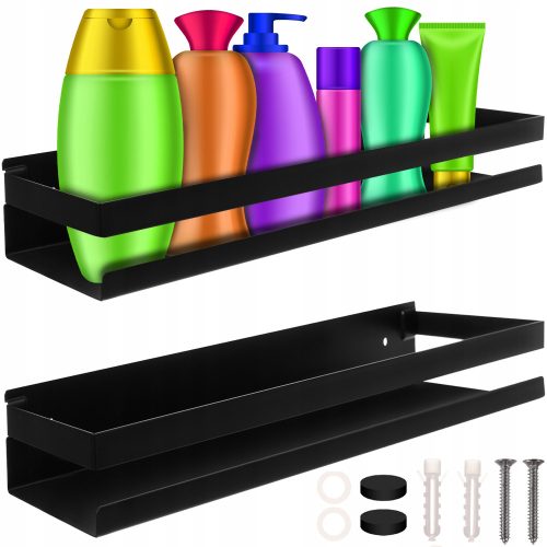 Wandmontiertes Badezimmerregal Ruhhy 19188 schwarz 50x10,5x6 cm