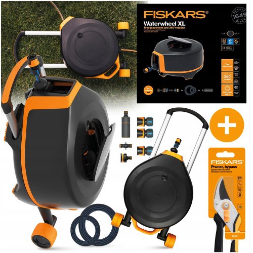  Automatischer XL-Schlauchaufroller mit Fiskars-Rädern