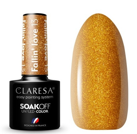  CLARESA UV/LED HYBRID POLISH HYBRID GLITTER GOLD FALLIN' LOVE 13
