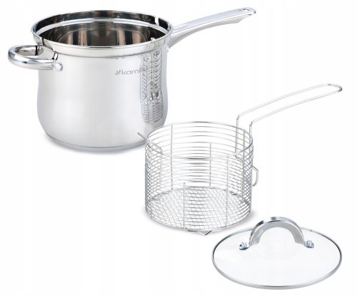 Töpfe Topf zum Braten von Pommes Frites Kamille KM5852 Silber 3,5 l