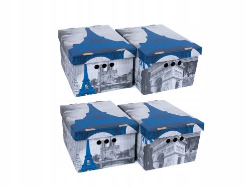 Boxen, Aufbewahrungsbehälter, Organizer Box mit Deckel in Blau-, Grau- und Silbertönen