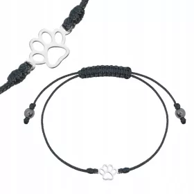    Silbernes Schnurarmband mit einer Hundepfote und einer Katze