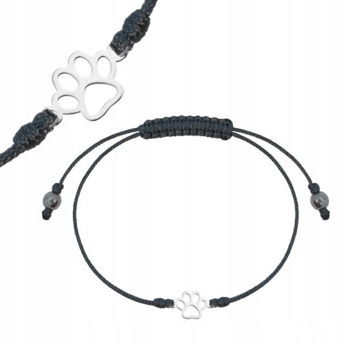  Silbernes Schnurarmband mit einer Hundepfote und einer Katze