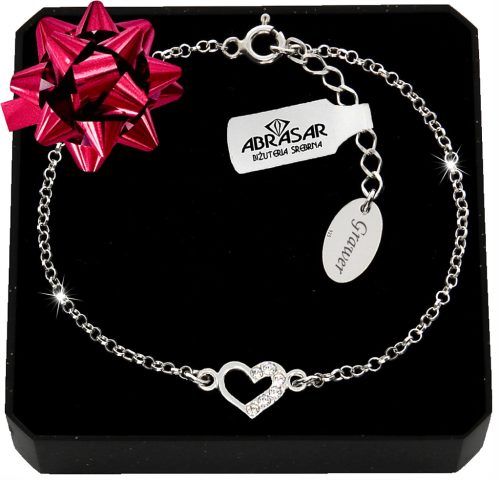  DAMEN-SILBER-HERZ-ARMBAND MIT ZIRKONIA, VERSTELLBAR + GRAVUR