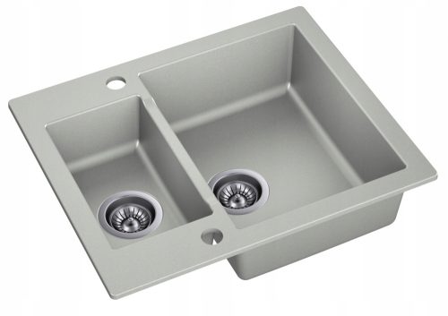 Moderno Annie Eineinhalb-Becken-Waschbecken, graue Granittöne