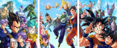  3x WANDMALEREI GESCHICHTE VON DRAGON BALL 50x70