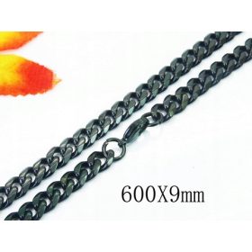  Herrenkette, dicke Panzerung, schwarzer Stahl 316L, 60 cm