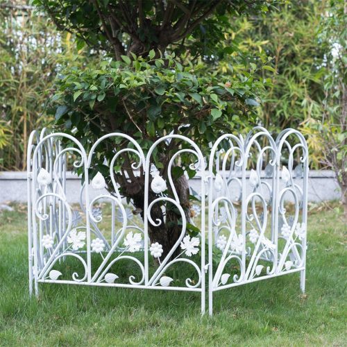 5-teiliger Gartenzaun aus rostfreiem Metall, 59,5 x 62 cm