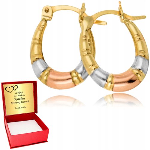 Goldene Creolen, Ovale, goldenes Gravurmuster