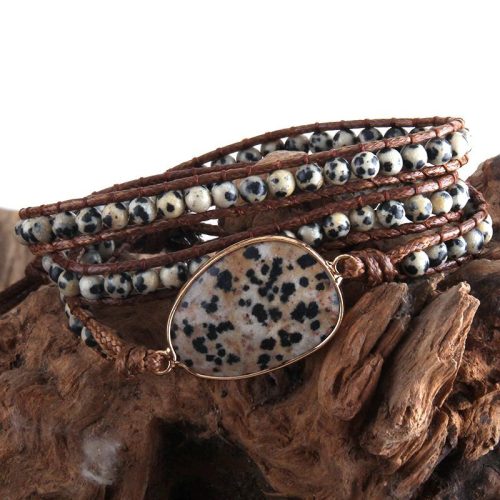  Armband Naturstein Dalmatiner-Jaspis