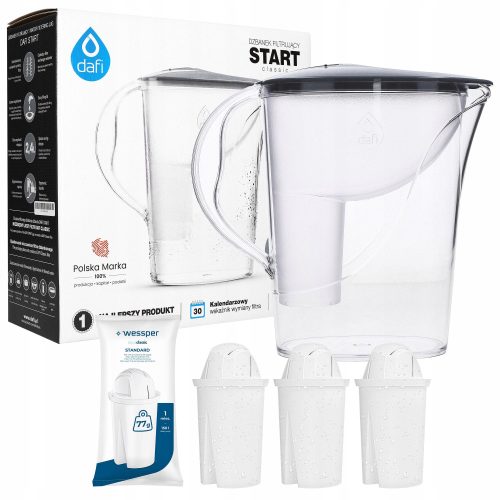  Dafi Start Classic Filterkanne 2,4 l silber/grau + 3× Filtereinsatz für die Wessper Aquaclassic Standardkanne 1 Stk.