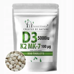   Vitamin D3 5000 IU und K2 MK-7 100 µg – 550 vegetarische Tabletten