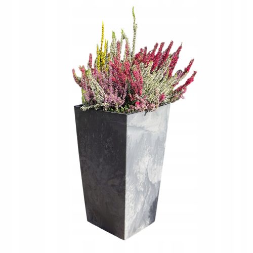  Valle Verde Blumentopf 33 cm x 33 x 60 cm aus Kunststoff in den Farben Grau und Silber