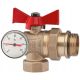 Kugelhahn VENTIL 1'' VENTIL MIT WINKELTHERMOMETER, ROT