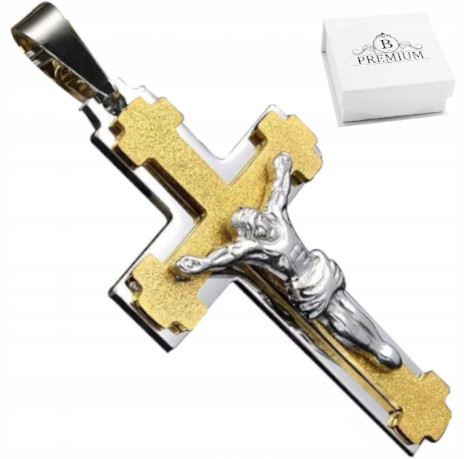  Gold-Silber-Kreuz-Anhänger, Chirurgenstahl