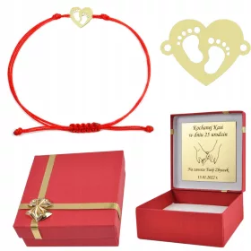    Goldarmband an einer Schnur mit einem Fuß im Herzen, Pr.585