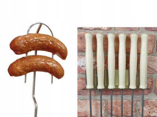 Gabel, Grillstab - WO-5/130 Stangen, Gabeln, 6 Stück, Edelstahlgriff 130
