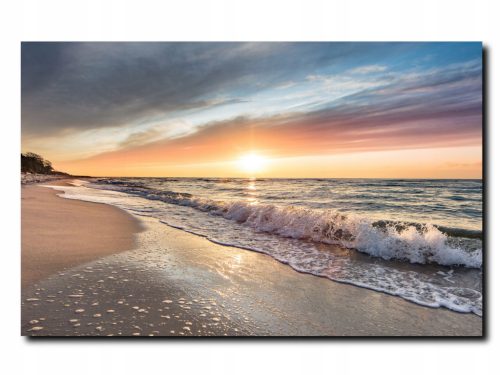  Bild für das Wohnzimmer: Sonnenuntergang, Strand, Meer, 80x120