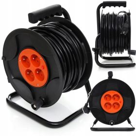    Kraft&Dele Spulenverlängerungskabel 50 m, 4 Stück, schwarz