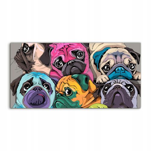 Bilder an der Wand Foto auf dem Fotogemälde Porträt Möpse Hunde 100x50