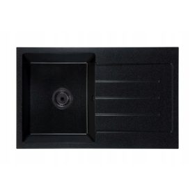   Brado ROXY Einbeckenspüle Schwarz gesprenkelter Siphon Schwarzer schwarzer Granit