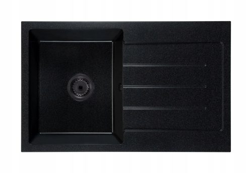 Brado ROXY Einbeckenspüle Schwarz gesprenkelter Siphon Schwarzer schwarzer Granit