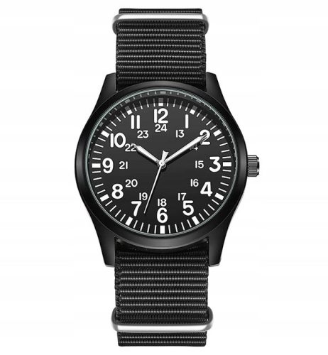 UHR, MILITÄRSTIL, NATO-ARMBAND, SCHWARZ