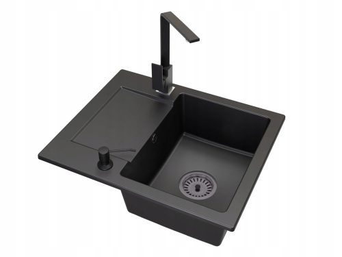 Brado DONZO Einbeckenspüle NOOK FATTER DISPENSER BLACK SIPHON aus schwarzem Granit