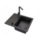 Brado DONZO Einbeckenspüle NOOK FATTER DISPENSER BLACK SIPHON aus schwarzem Granit