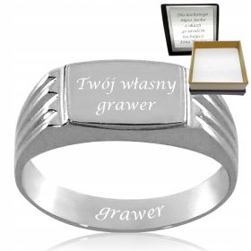    Filigraner Schilderring mit rechteckigen Schliffen und 925er-Gravur