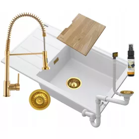 Granitan LOUIS Einbeckenspüle, weißer Granit