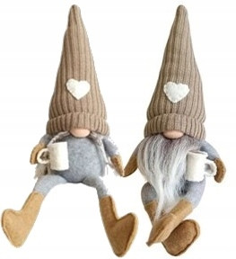  Ein Paar Zwerge, die Kaffee trinken, beige graue Zwerge S1