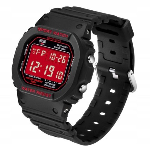  DIGITALUHR, ELEKTRONISCHES SANDA, SPORTLICHER STIL, ROTES ZIFFERBLATT