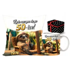  LUSTIGES GESCHENKBECHER- + KISSENSET ZUM 50. GEBURTSTAG