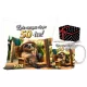 LUSTIGES GESCHENKBECHER- + KISSENSET ZUM 50. GEBURTSTAG